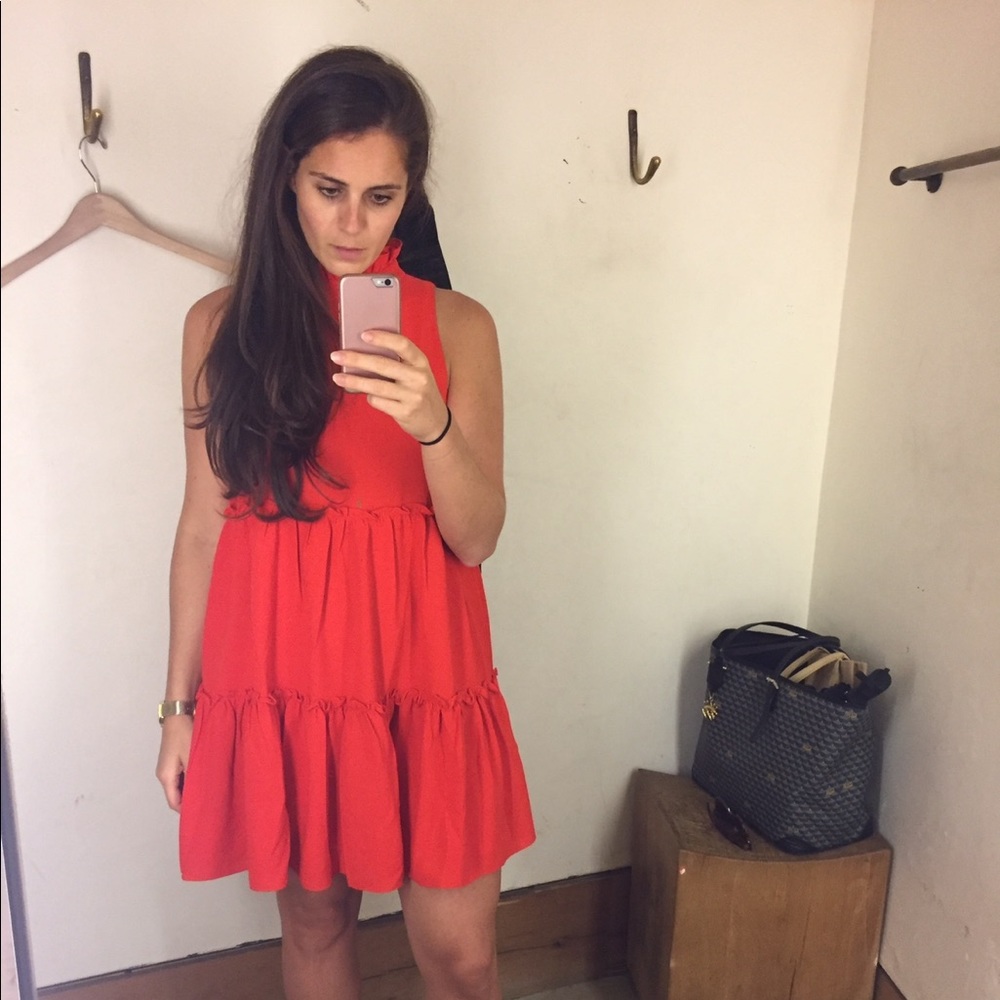 Red Tiered Sleeveless Swing Dress